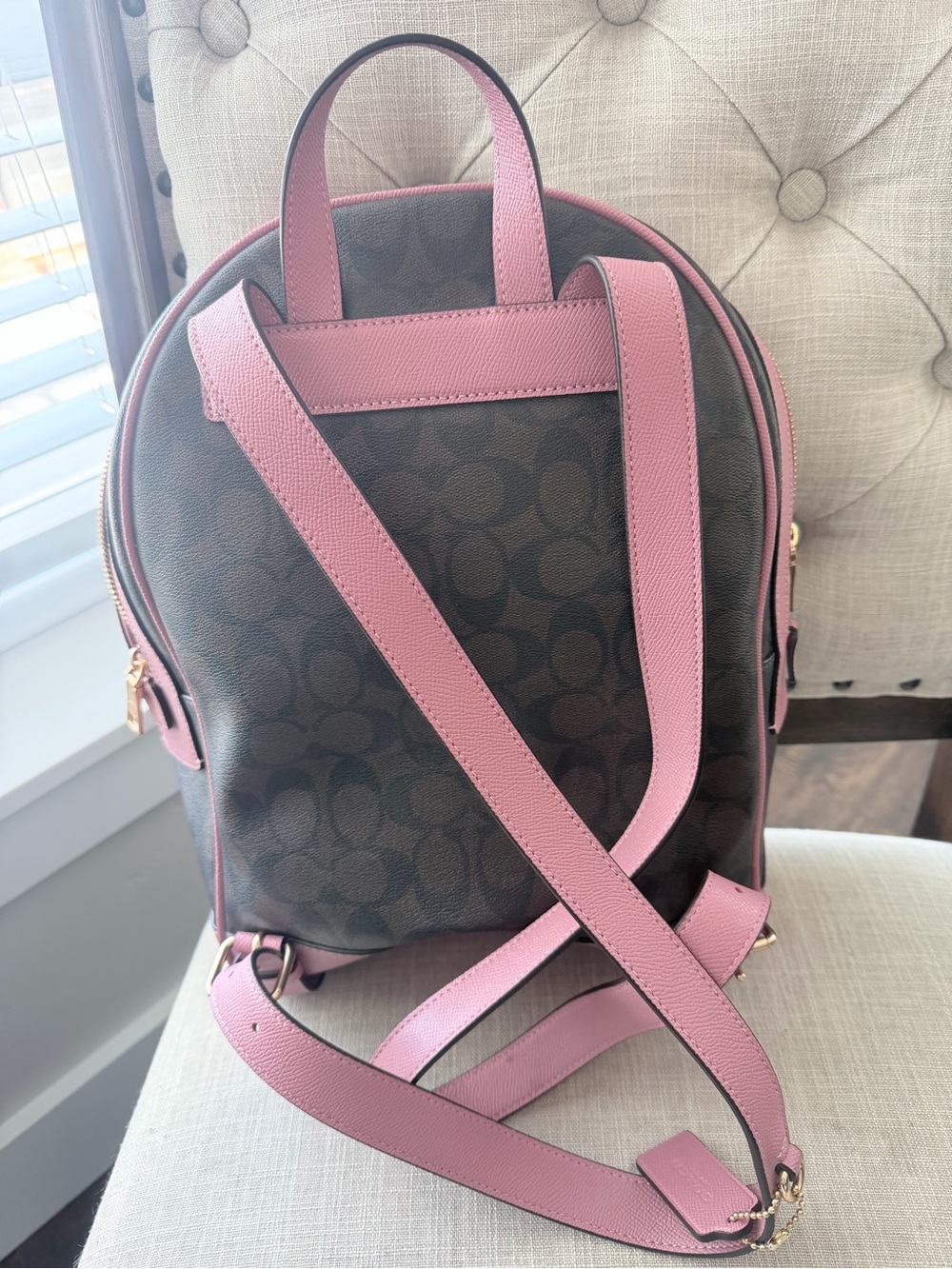 NWOT Coach Signature Canvas Backpack with Pink Trim - Picture 6 of 9